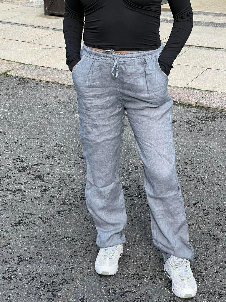 Loose linen pants for women with elastic waistband and side pockets Chic and Style