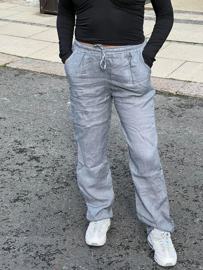 Loose linen pants for women with elastic waistband and side pockets Chic and Style