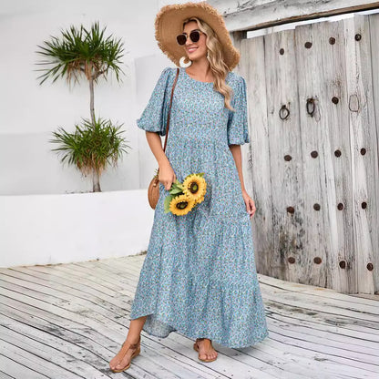 Robe maxi bohème pour femmes avec des manches bouffantes Chic und Stil