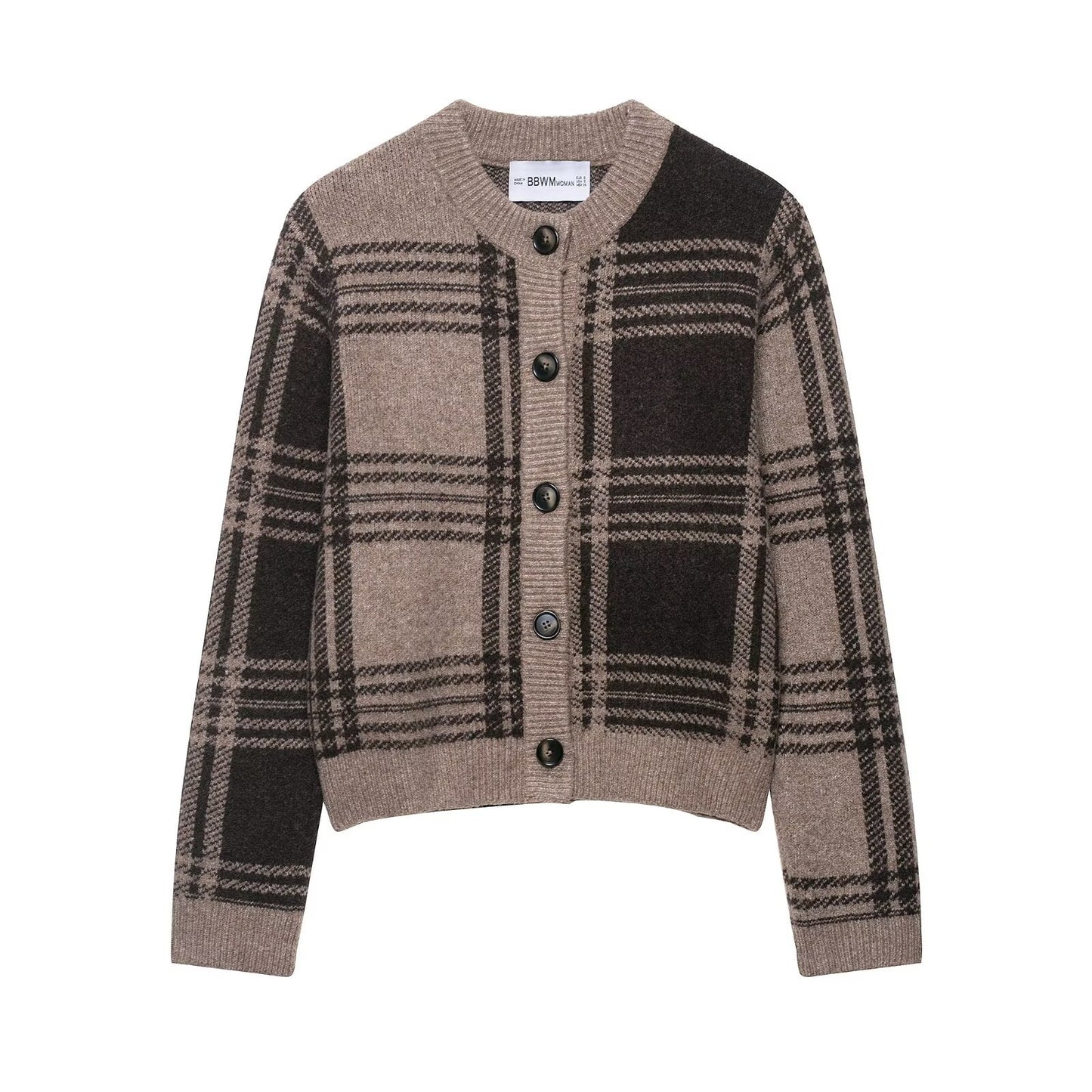 Dames cardigan à carreaux avec boutonnière et matériau doux Chic und Stil