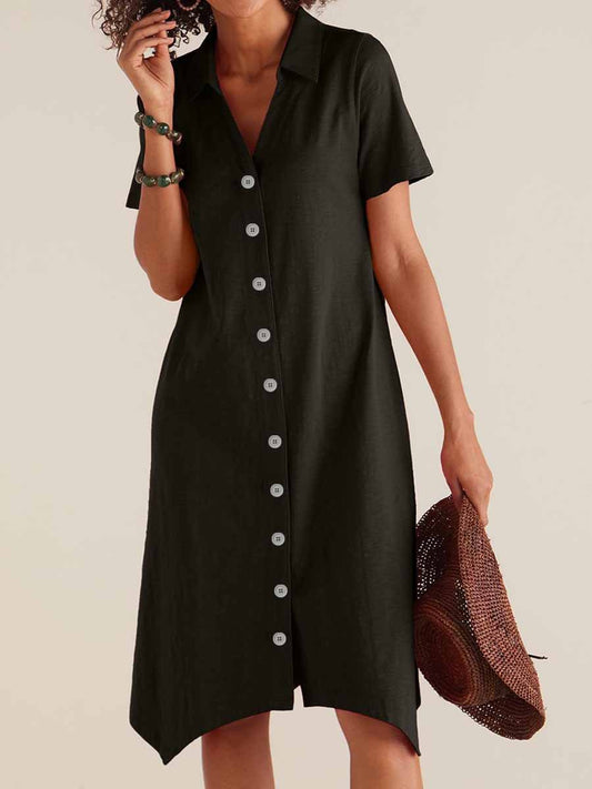 Robe chemisier pour femmes au design décontracté avec détails de boutons et ourlet tendance Chic und Stil