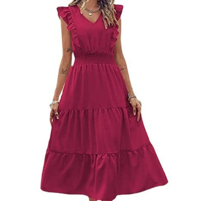 Robe maxi pour femmes avec détails en volants et taille élastique Chic und Stil