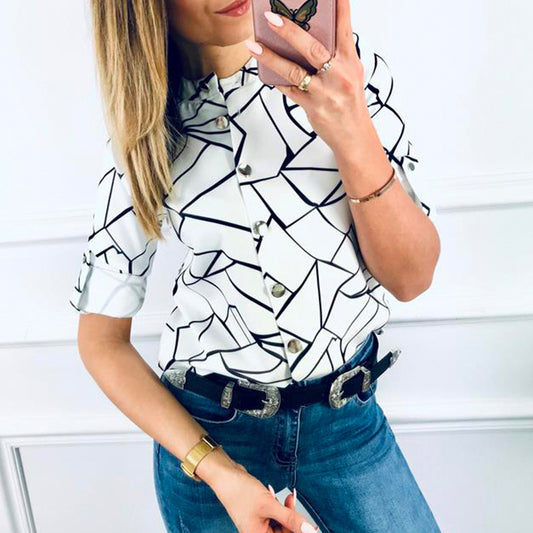 Chemisier moderne pour femmes avec motif graphique et manches mi-longues Chic und Stil