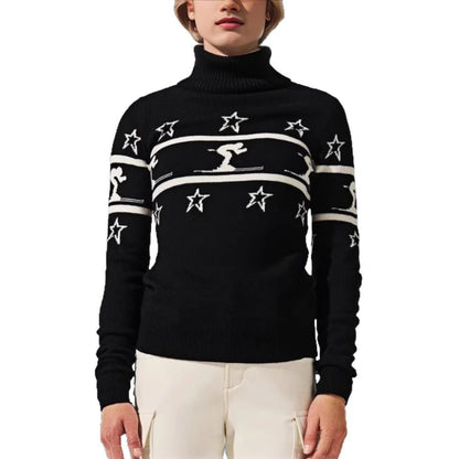 Pull-over à col roulé pour femmes avec motif de ski et étoiles Chic und Stil