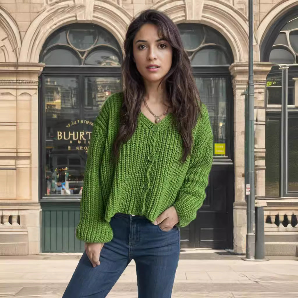 Dames gilet en grosse maille avec des détails de boutons tendance et une coupe décontractée Chic und Stil