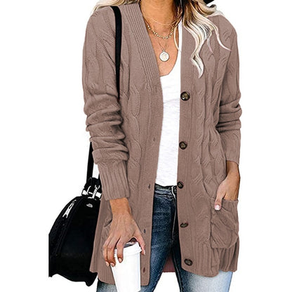 Cardigan en tricot grossier pour femmes avec des détails de boutons et des poches pratiques Chic und Stil