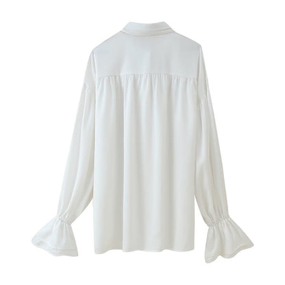 Dames Élégante blouse avec col en nœud et manches volantes Chic und Stil