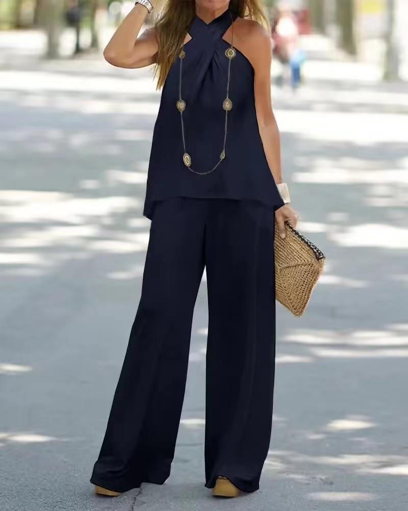 Women Elegant and airy set with wide pants Chic and Style