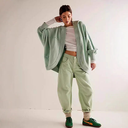 Dames à coupe ample cardigan tricoté avec finitions de manches ouvertes Chic und Stil