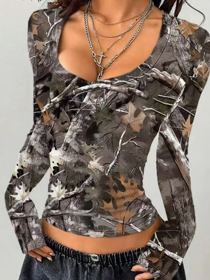 Chemise camouflée à manches longues pour femmes Chic und Stil