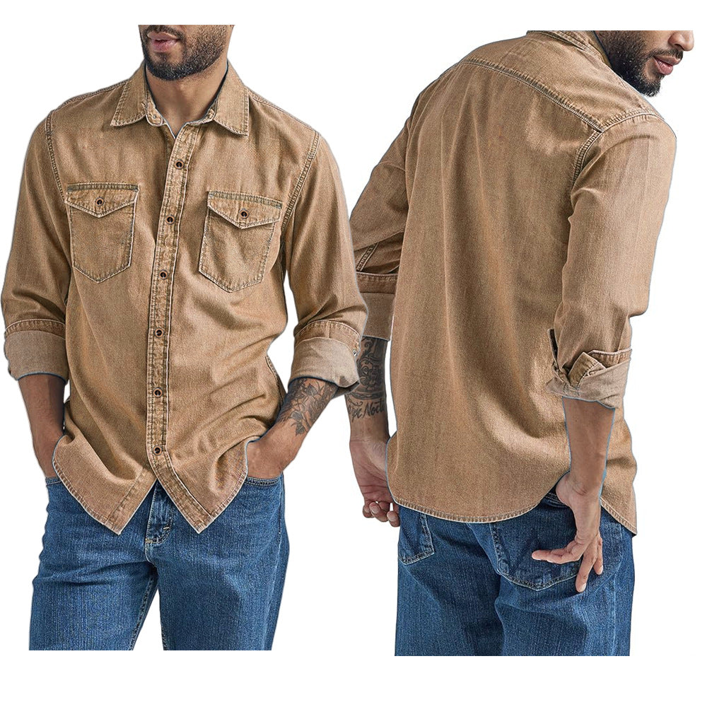 Chemise en denim pour hommes avec poches poitrine polyvalentes Chic und Stil