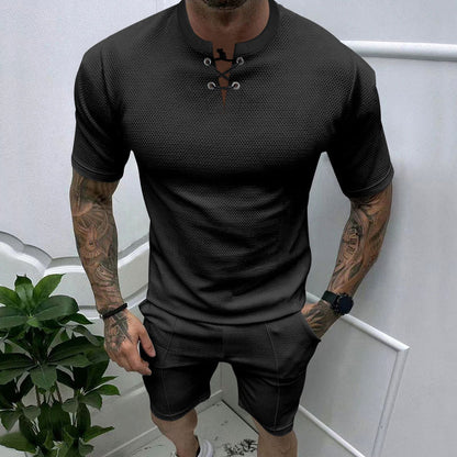 T-shirt court sportif pour hommes avec lacets Chic und Stil