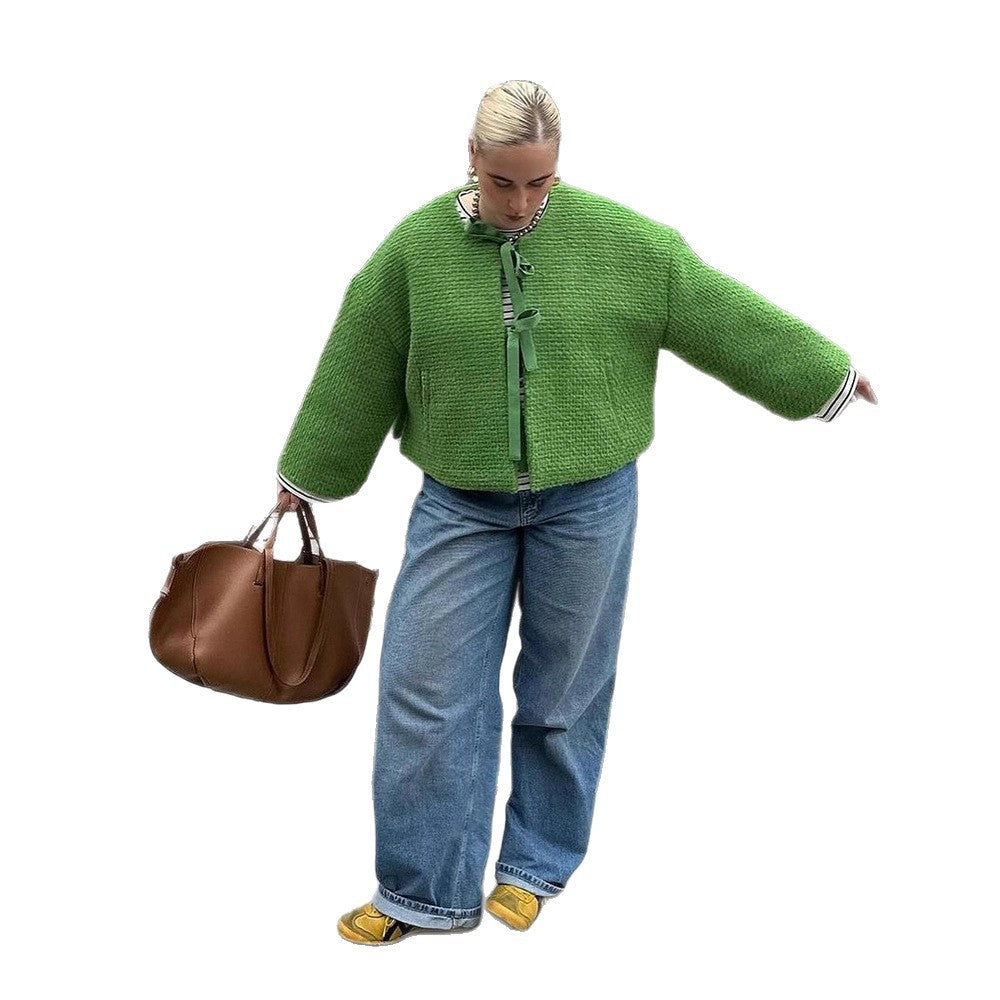 Dames cardigan oversized avec détail de lien décoratif Chic und Stil