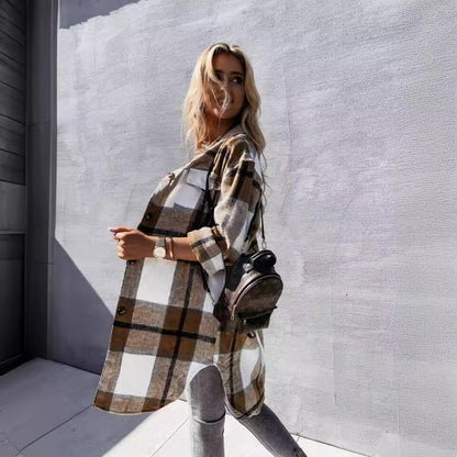 Chemise en flanelle pour femmes avec motif à carreaux et poche poitrine Chic und Stil