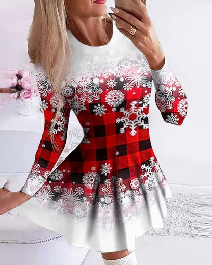 Robe mini d'hiver pour femmes avec décoration festive de flocons de neige Chic und Stil
