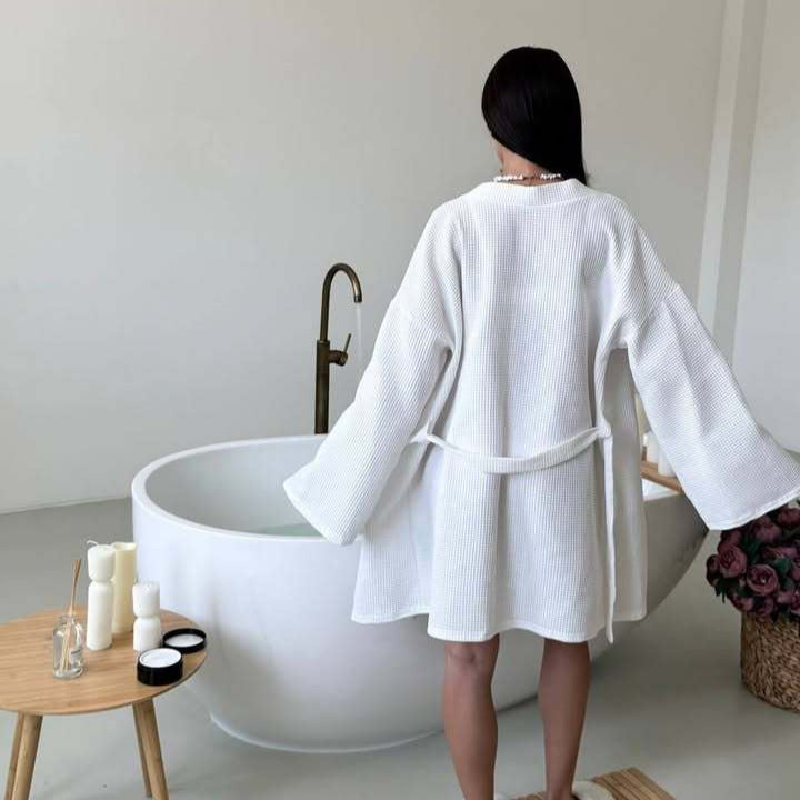 Ladies terry waffle robe Chic und Stil