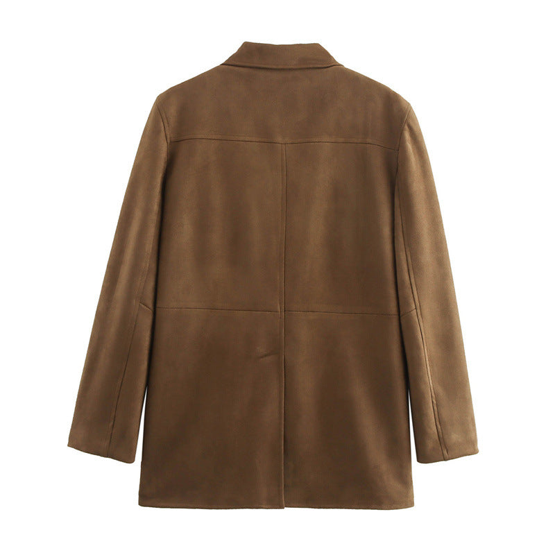 Dames Élégante Veste en Suédine Chic und Stil