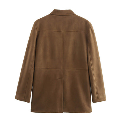 Dames Élégante Veste en Suédine Chic und Stil