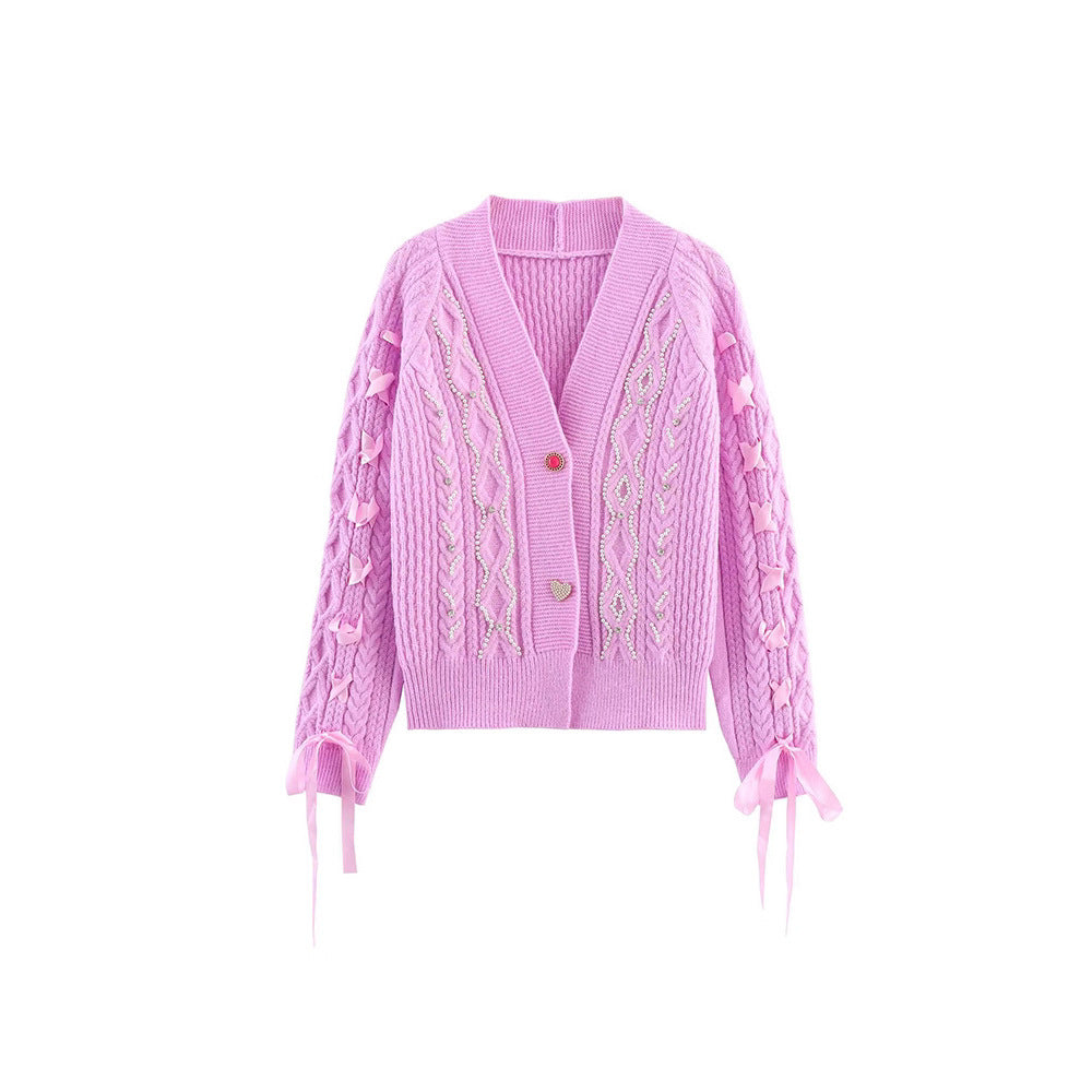 Dames cardigan avec détails scintillants et éléments de volants spéciaux Chic und Stil