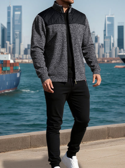 Veste de sport pour hommes avec un motif à côtes horizontales et une zone d'épaule légèrement rembourrée Chic und Stil