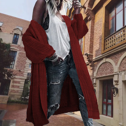 Dames gilet en tricot épais avec des manches larges et une devant ouvert Chic und Stil