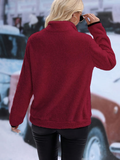 Dames Fleece Pullover avec demi-zip Chic und Stil