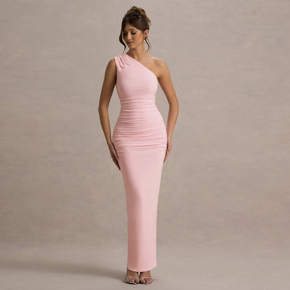 Robe maxi à épaule unique froncée Chic und Stil
