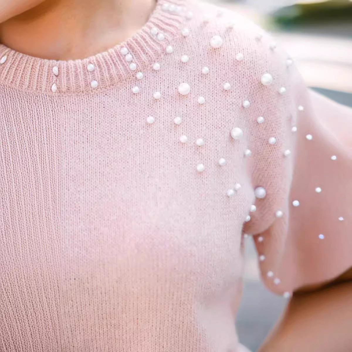 Dames Pull en tricot élégant avec appliques en perles Chic und Stil