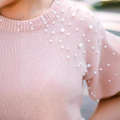 Dames Pull en tricot élégant avec appliques en perles Chic und Stil