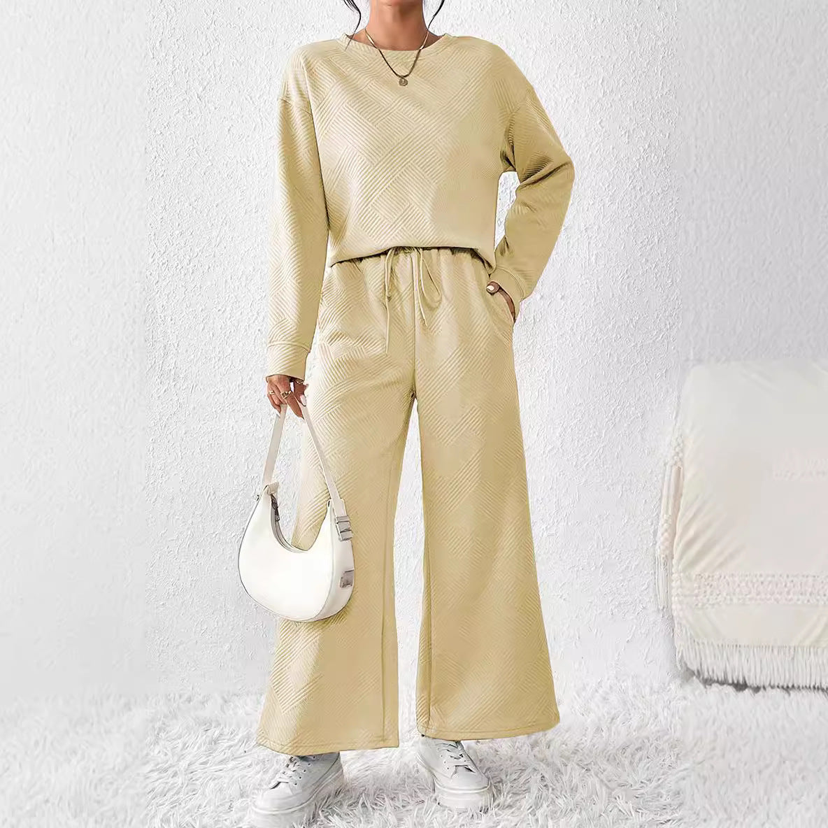 Women’s leisure set with structured top and wide leg pants Chic and Style