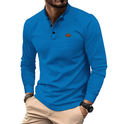Chemise Henley à manches longues pour hommes avec surface texturée et détails de boutons tendance Chic und Stil
