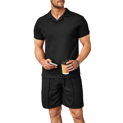 Ensemble polo et shorts de loisirs pour hommes en matériau respirant Chic und Stil