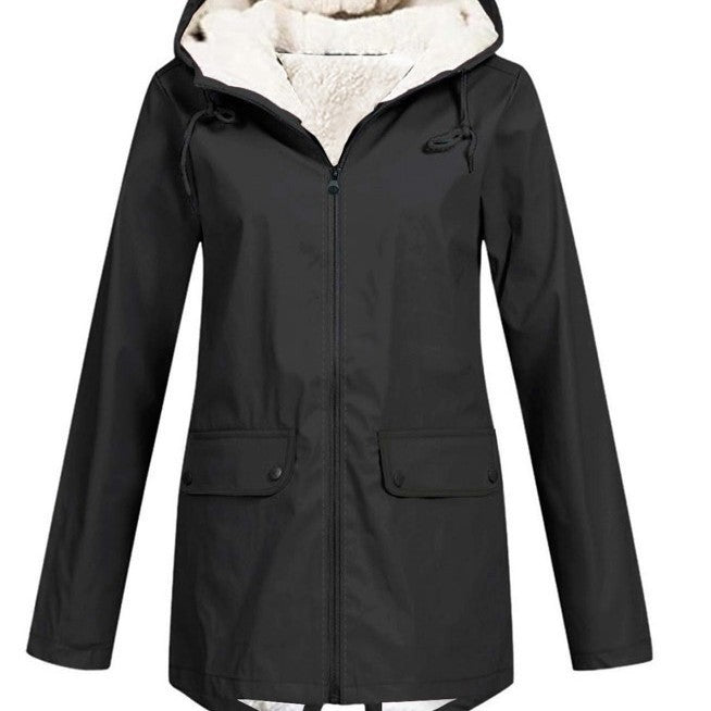 Dames imperméable doudoune avec doublure douce et capuche ajustable Chic und Stil