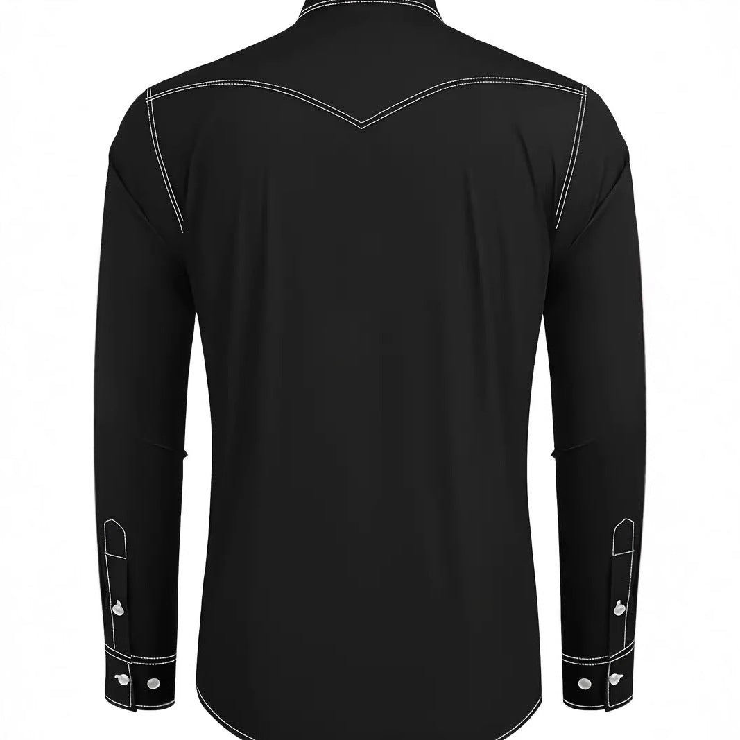 Chemise western pour hommes avec des coutures contrastantes et des poches poitrine Chic und Stil