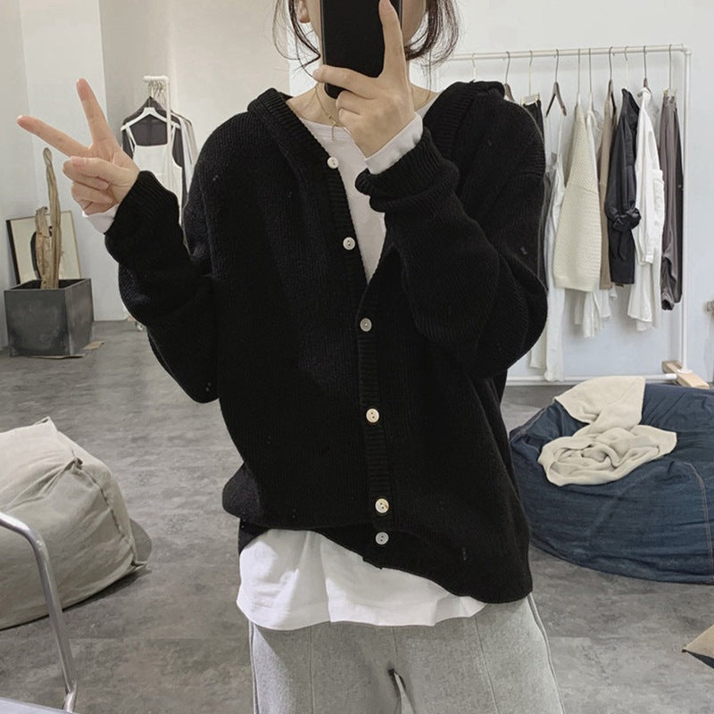 Dames cardigan tricot décontracté avec décolleté en V deep et grands détails de bouton Chic und Stil