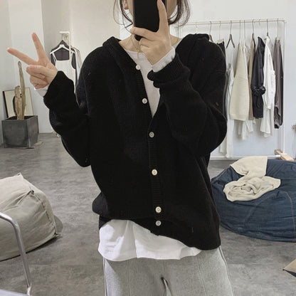 Dames cardigan tricot décontracté avec décolleté en V deep et grands détails de bouton Chic und Stil