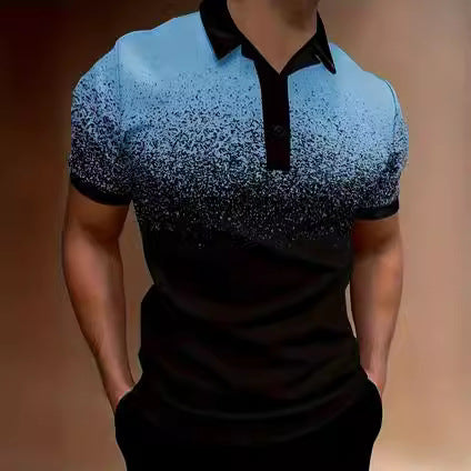 Hommes-Gradient-Impression-Performance-Polo-shirt Chic und Stil
