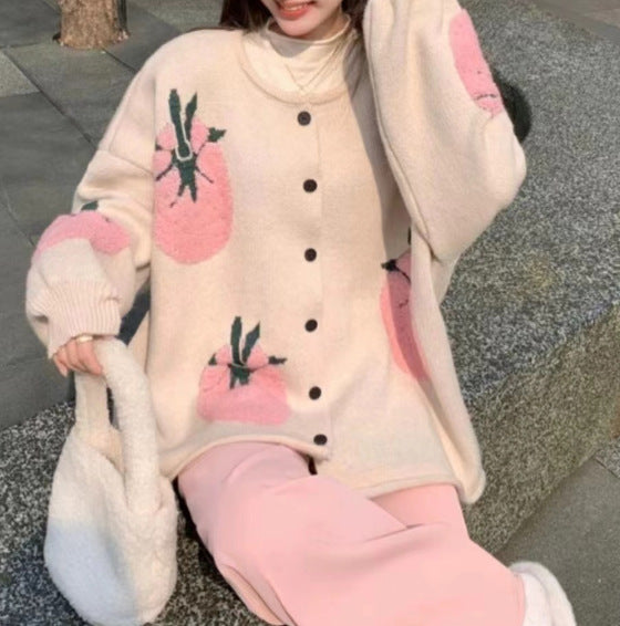 Dames Cardigan à motifs ludiques avec détail bouton Chic und Stil