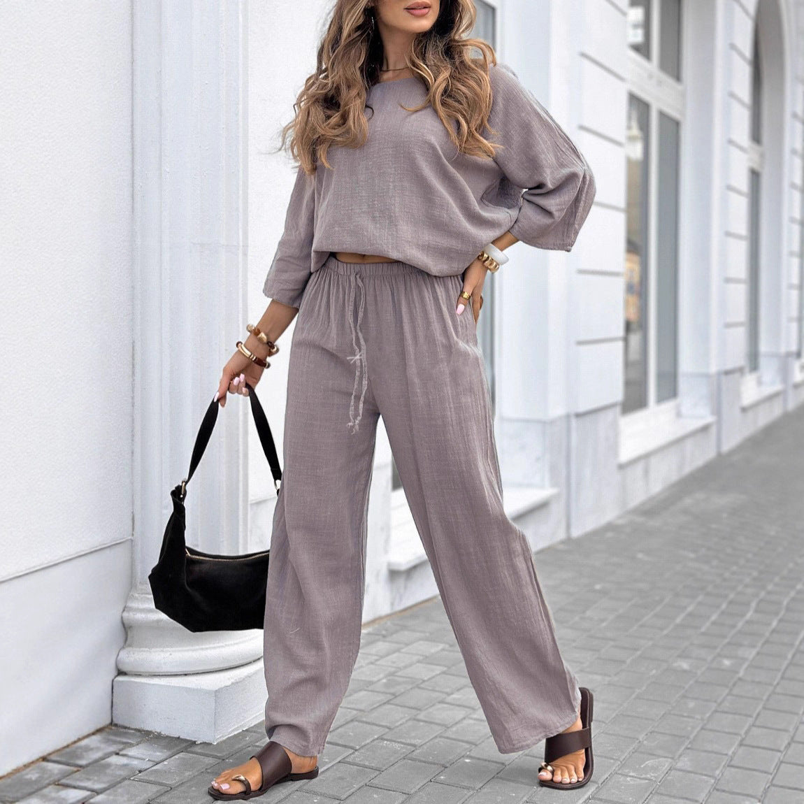 Casual top set for women and loose lounge pants Chic und Stil