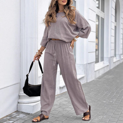 Casual top set for women and loose lounge pants Chic und Stil