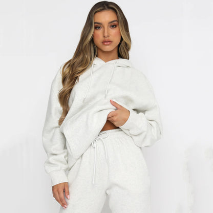 Pull en molleton à capuche décontracté pour femmes avec coupe ample et pantalon de jogging confortable Chic und Stil