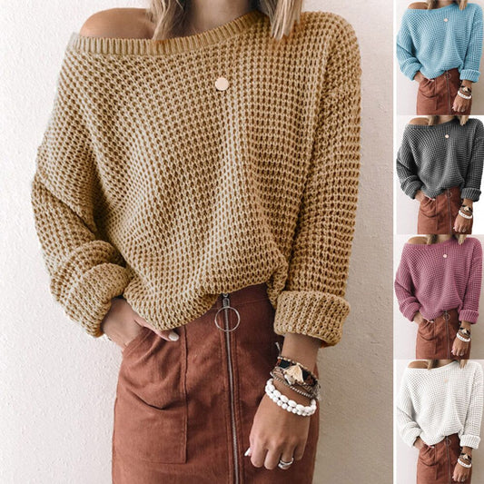 Femmes pull en tricot ample avec structure en spirale et large décolleté Chic und Stil