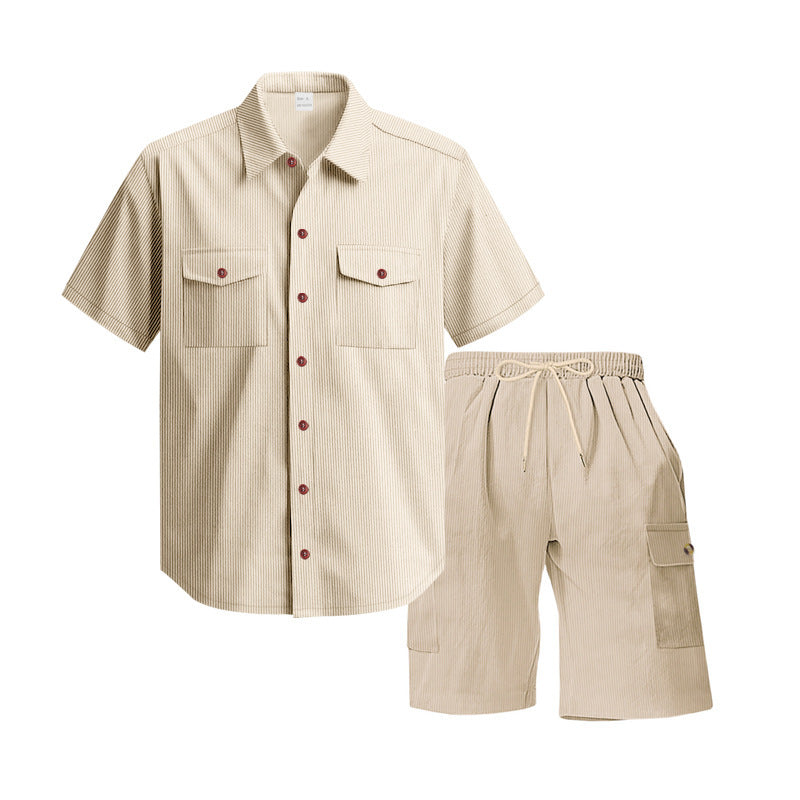 Chemise à manches courtes décontractée pour hommes et ensemble de shorts de loisirs avec poches pratiques Chic und Stil