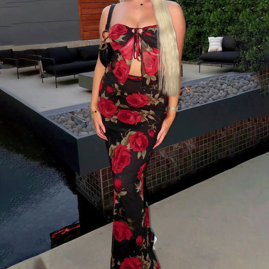 Robe maxi romantique à fleurs pour femmes Chic und Stil