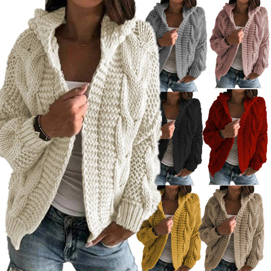 Dames gros tricot cardigan avec col ouvert et manches volumineuses Chic und Stil