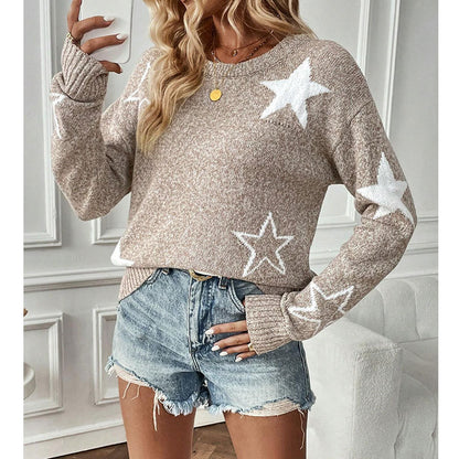 Pull-over en tricot pour dames avec motifs d'étoiles et coupe ample Chic und Stil