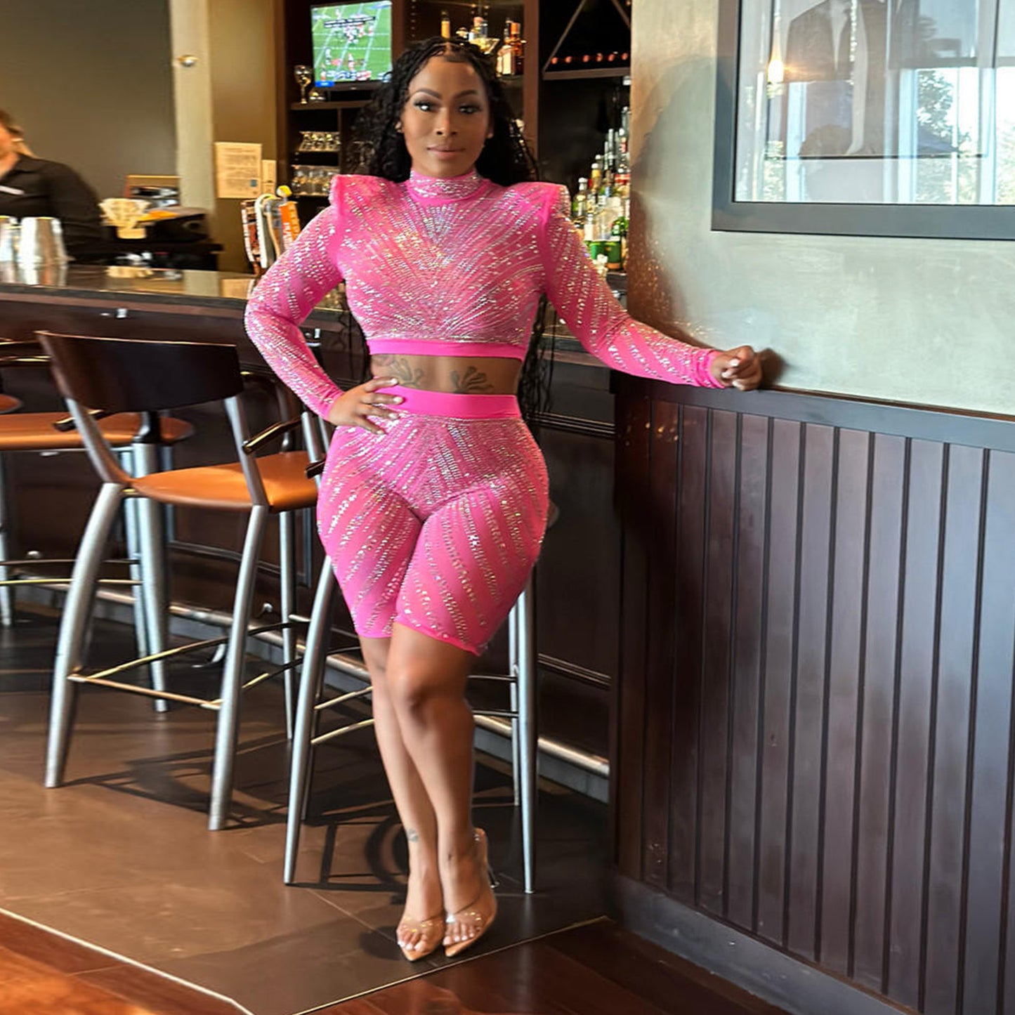 Femmes Robe de fête à paillettes deux pièces Chic und Stil