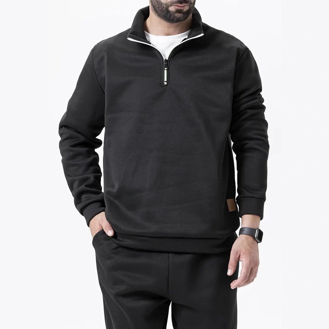 Men's fleece pullover with half zipper Chic and Style