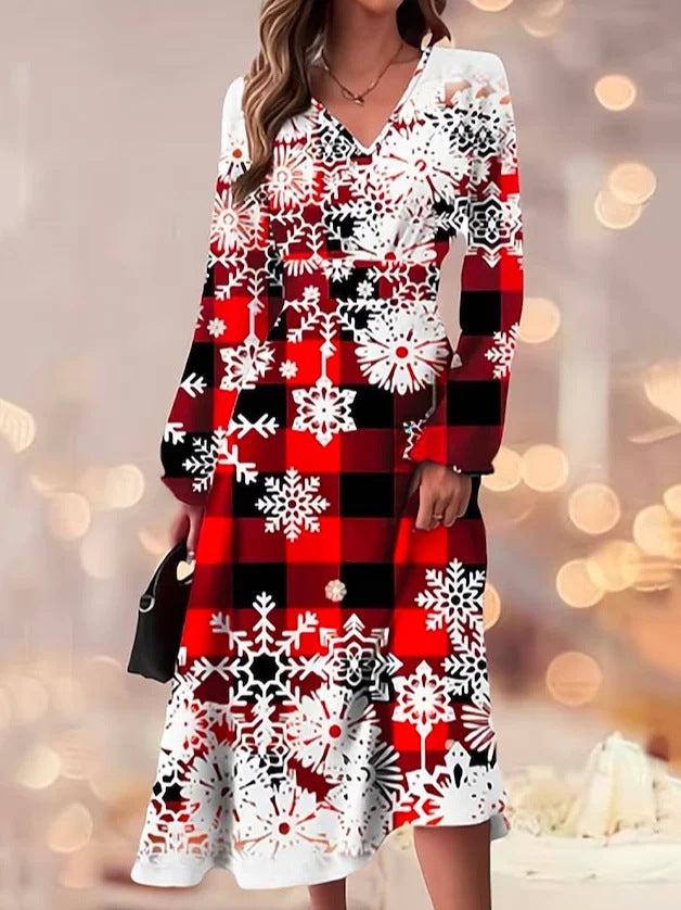 Robe maxi pour femmes avec un design d'hiver festif et des fentes exclusives Chic und Stil