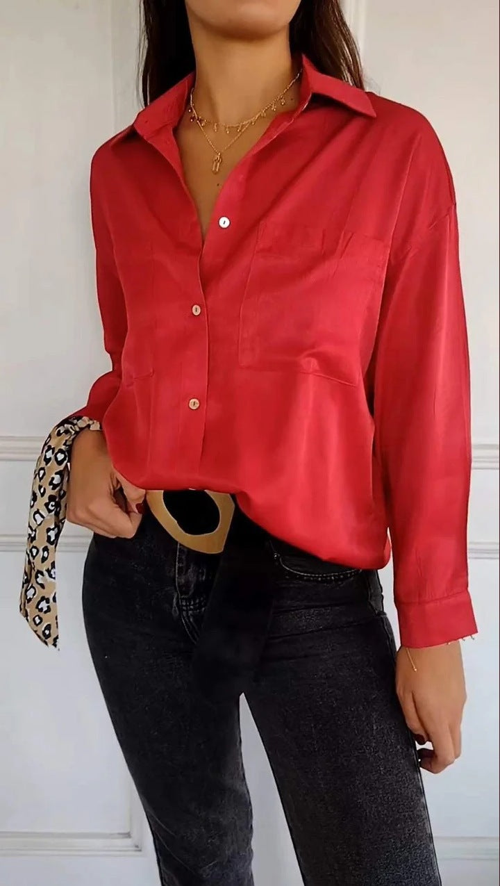 Dames Élégante blouse avec boutonnière et détails fins Chic und Stil